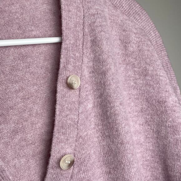 LOFT Slouchy Henley Sweater M Knit Pullover Long Sleeve Lilac Purple Cozy Lounge - Picture 8 of 12